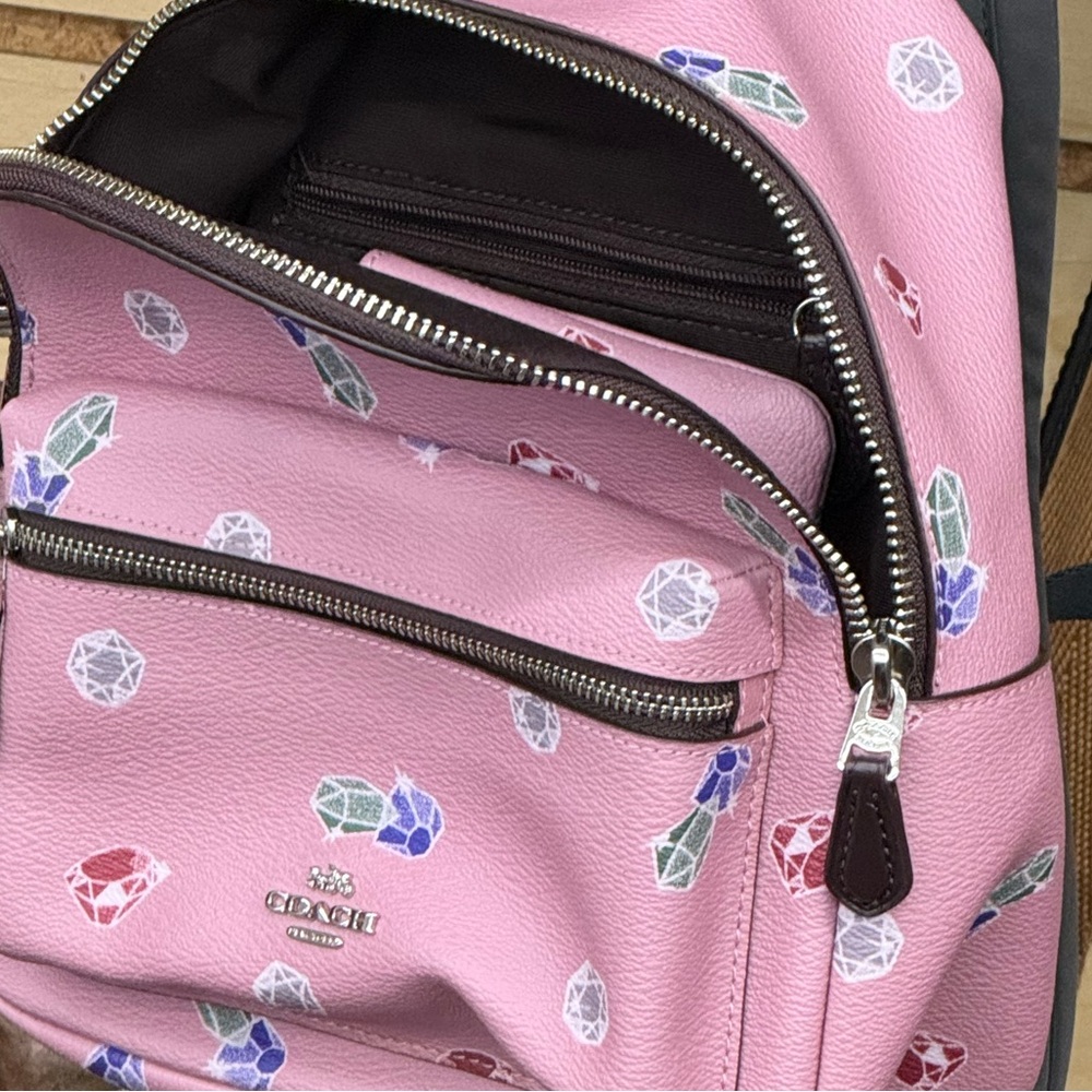 Coach Pink Gem-Patterned Backpack - image 1
